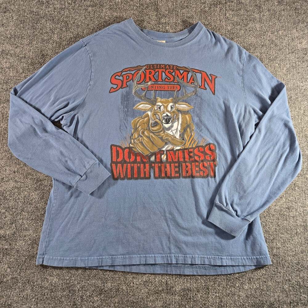 Ultimate Sportsman Shirt Mens XL Hunting Deer Funny Y2K Distressed Long Sleeve T